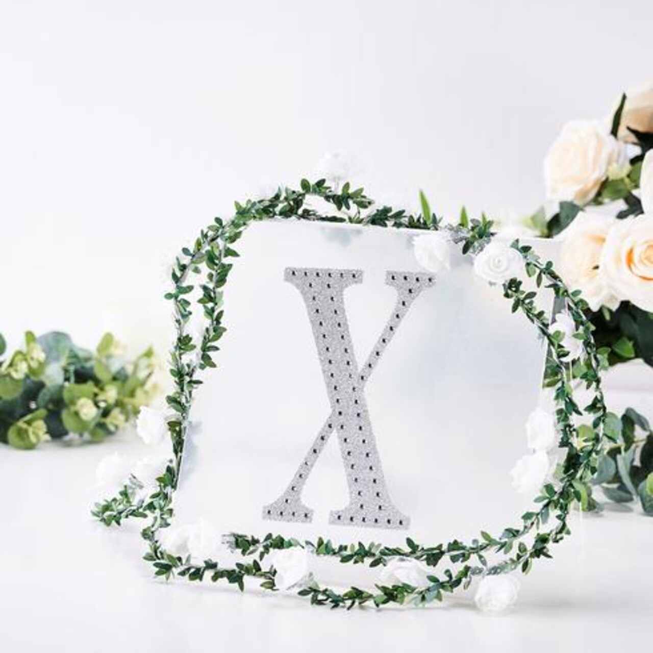 8-Inch Silver Letter Number Self-Adhesive Rhinestones GEMS STICKERS